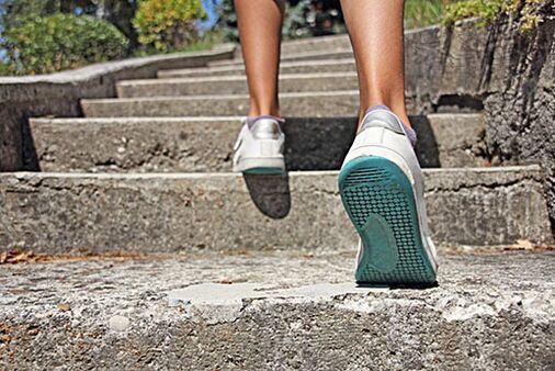 climbing the stairs