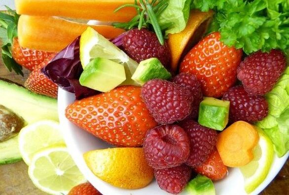 Fruits with berries and herbs